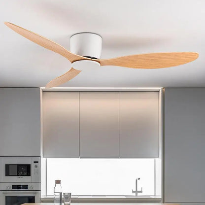42-52 Inch Ceiling Fans with DC Motor — Remote Control Low-Profile Cooling Fans, without Light, White Wood & Black Options | Karnz
