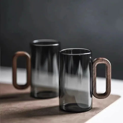 Skanto | Rustic Wood Handle Heat-Resistant Glass Mug – 350ml