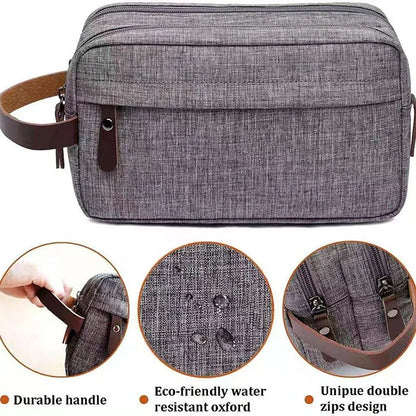 Skanto | Nylonéa Toiletry Bag Unisex | Water-Repellent | Leather Handle with Canvas Design | For Travel and Everyday Use