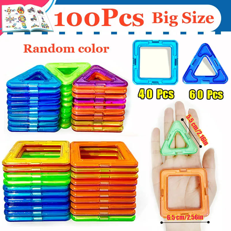 Creative Magnetic Building Blocks Set - Large & Mini DIY Toys for Kids Ages 7-12, Fun Educational Construction Gift in Mixed Colors