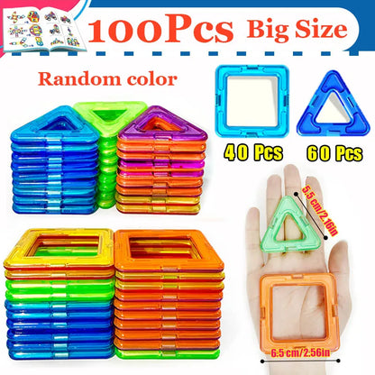 Creative Magnetic Building Blocks Set - Large & Mini DIY Toys for Kids Ages 7-12, Fun Educational Construction Gift in Mixed Colors