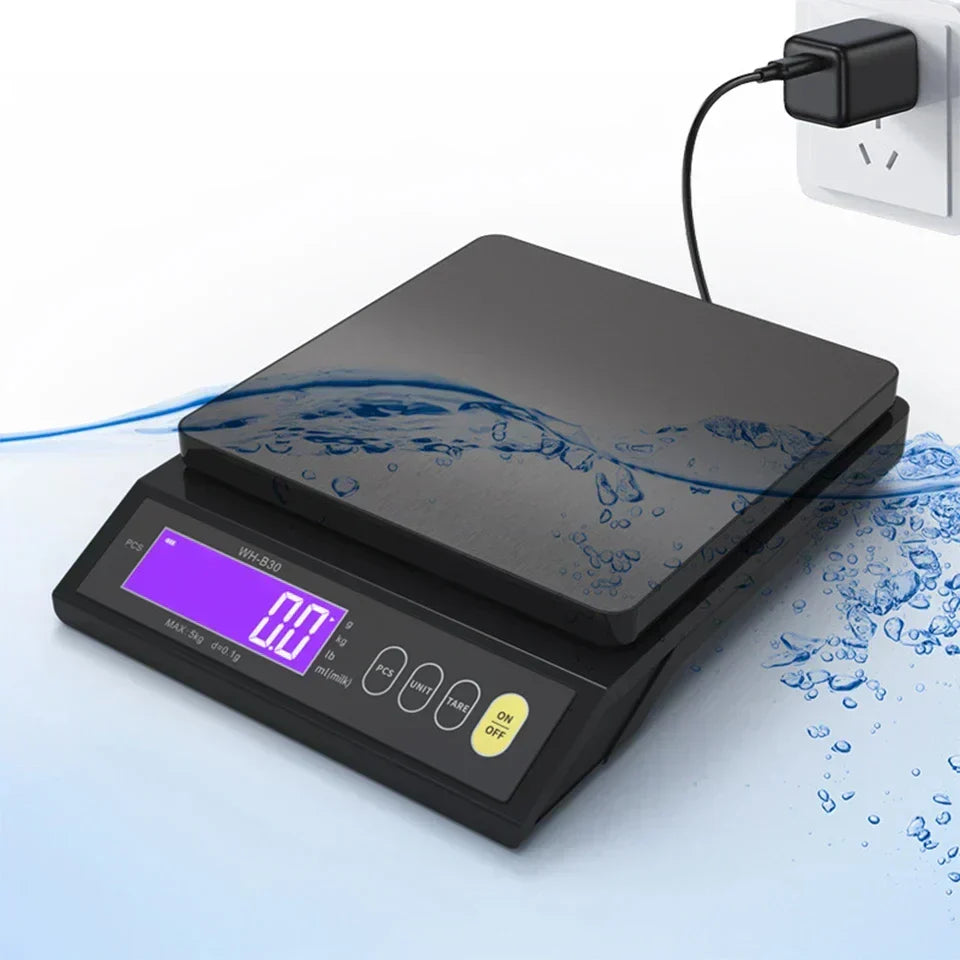 Karnz | 5 kg/0.1 g and 10 kg/1 g digital electronic kitchen scale, LCD display, fully waterproof stainless steel weighing tool for baking