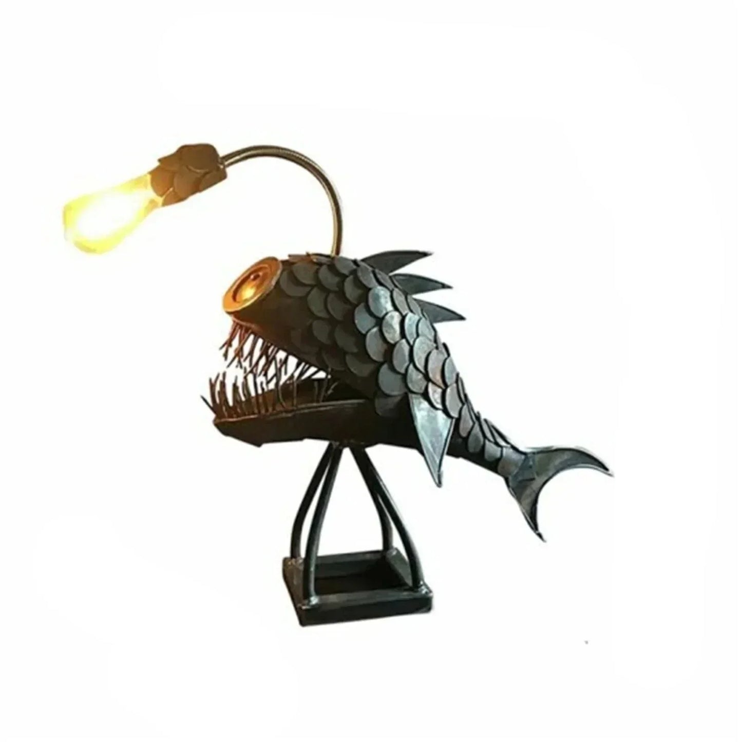 Skanto | FishLight Table Lamp – Handmade Adjustable Lamp with Rustic Fish Design