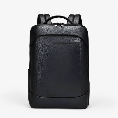 BowLift | Elegant leather rucksack for men/women with USB port for laptop and everyday use, 15.6 inch, black