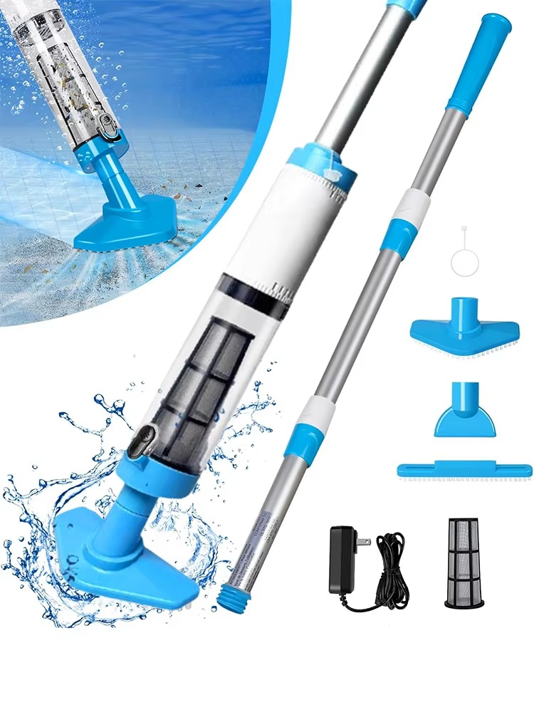 Cordless, rechargeable pool vacuum cleaner with 3-in-1 cleaning function