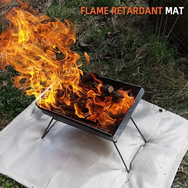 Skanto | CampVita Fire Protection Camping Mat | Heat Resistant & Fireproof | Ideal for Grills & Campfires | Fiberglass Beige