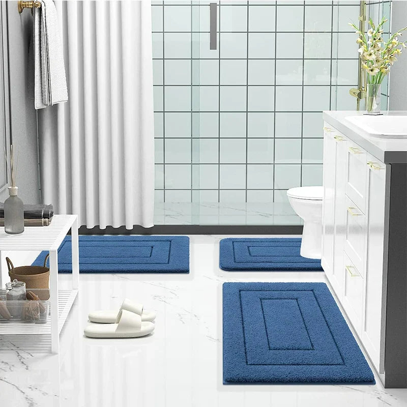 Bathroom Mat Microfiber Non-Slip – Double Layer Bath Mat | Highly Absorbent & Soft | Comfort Doormat | Bowlift