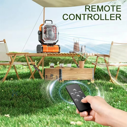 BowLift | Rechargeable Camping Fan with 20000mAh Battery, 4 Speeds and LED Lantern