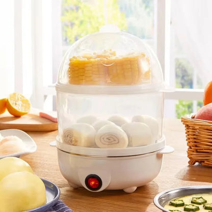 Skanto | 220V Multifunctional Electric Egg Cooker - Double Layer Egg Boiler and Mini Steamer for Kitchen Breakfast