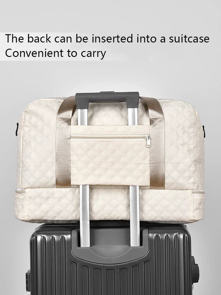 BowLift | Raumio TravelFlex Lightweight Travel Bag with Diamond Pattern | Large Sports & Weekend Bag with Shoe Compartment & Wet Compartment | Cabin Luggage Suitable & Foldable