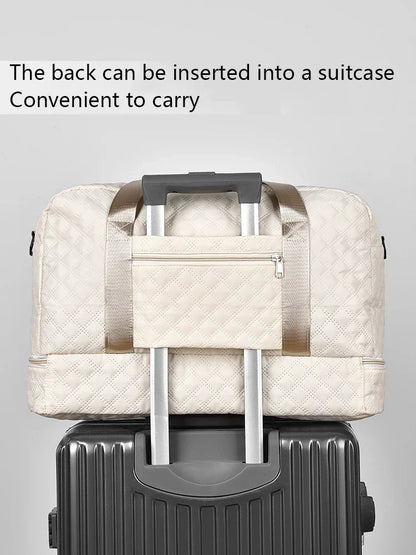BowLift | Raumio TravelFlex Lightweight Travel Bag with Diamond Pattern | Large Sports & Weekend Bag with Shoe Compartment & Wet Compartment | Cabin Luggage Suitable & Foldable