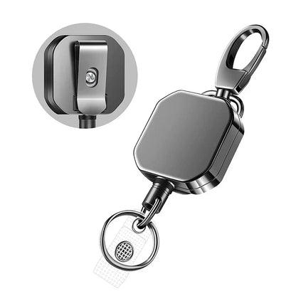BowLift | Metal Retractable Carabiner Keychain with Steel Cord – Safety Reel 71.8 cm