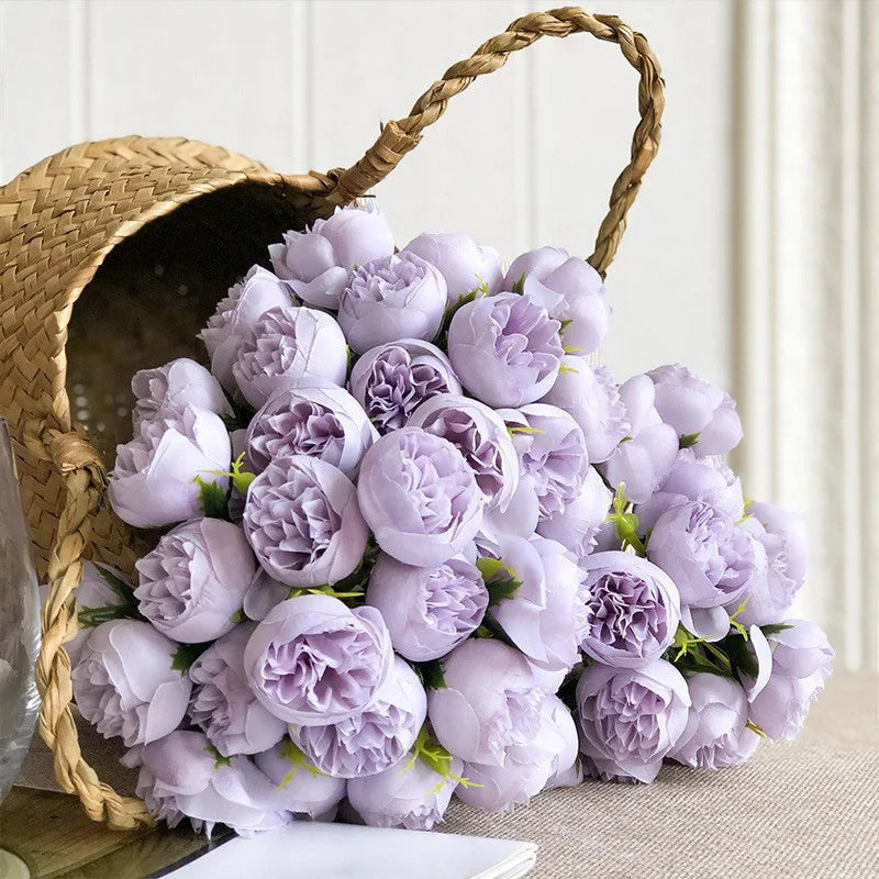 Bouquet with 20 artificial roses and peonies