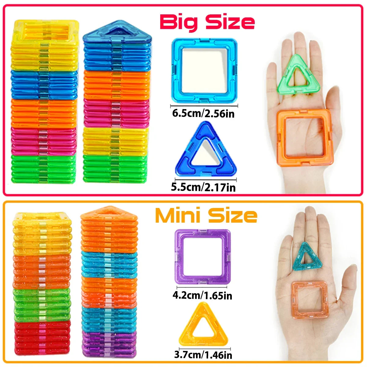 Creative Magnetic Building Blocks Set - Large & Mini DIY Toys for Kids Ages 7-12, Fun Educational Construction Gift in Mixed Colors