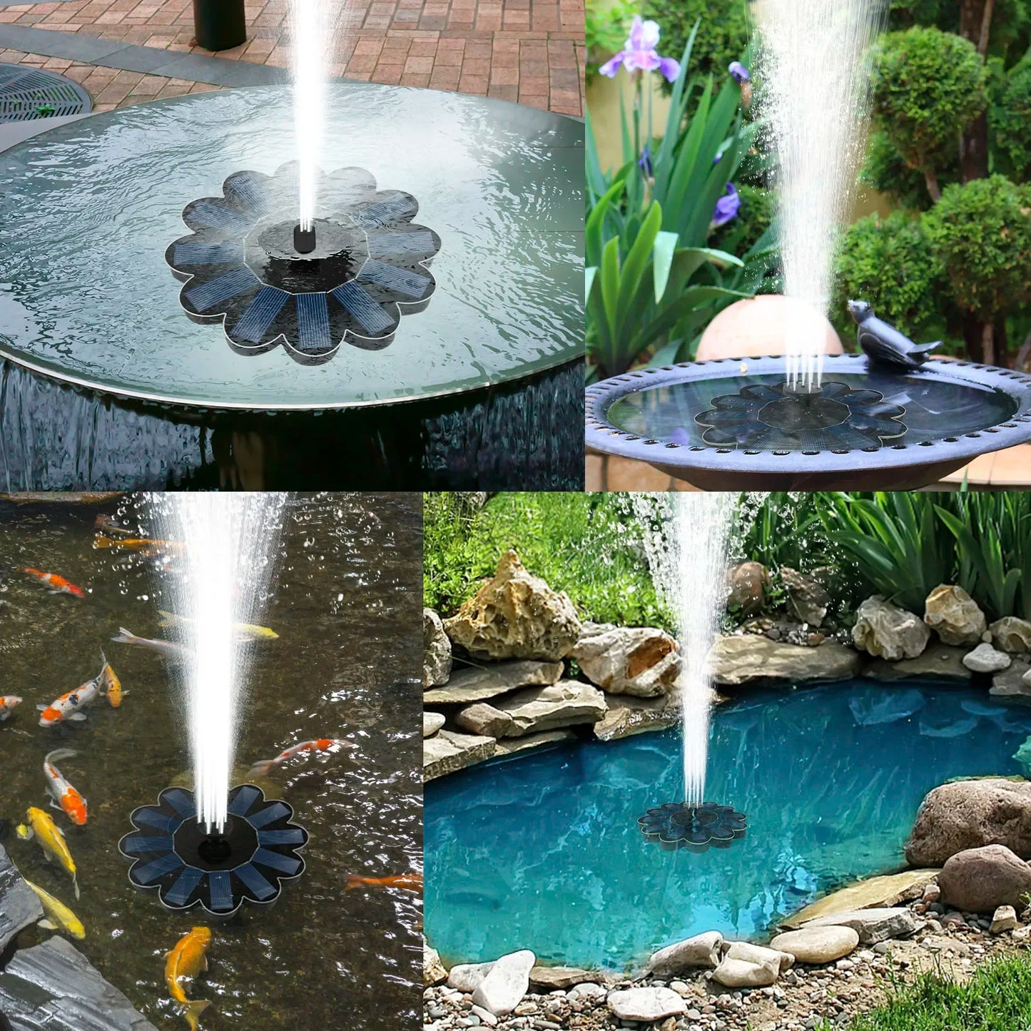 Karnz | Solar Garden Fountain | 5 Nozzle Attachments | Energy-saving & Maintenance-free | For Pond, Bird Bath & Balcony