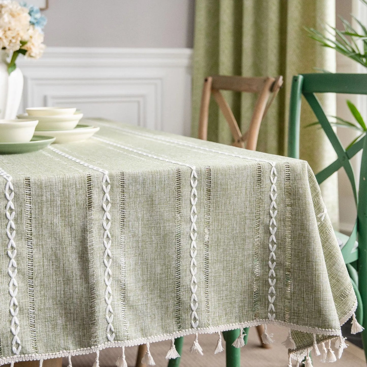 TasseledCharm | Cotton Linen Tablecloth