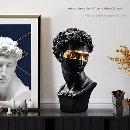 Skanto | Decorative Statues, 15 cm, David, Coffee Table, Home Decor, Ornament, Plaster Bust, White Resin, Decorative Art Sculpture