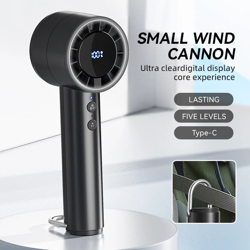 BowLift | Brisano AirCool Mini Hand Fan with Cooling Function | 5 Speeds | LED Display & USB Charging | Quiet & Portable | For Travel, Office & Outdoor