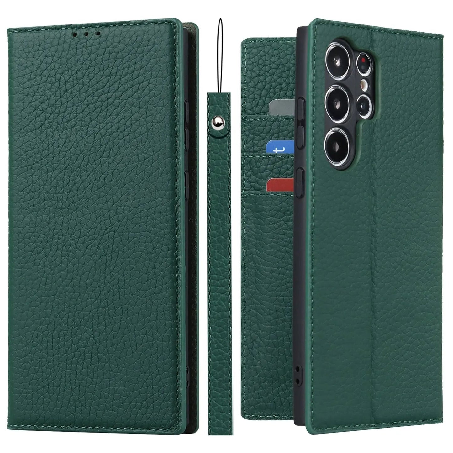 Genuine Leather Wallet Case for Samsung Galaxy S23 Ultra Skanto