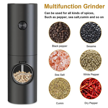 2 Pieces Electric Salt and Pepper Grinder with adjustable coarseness, refillable grinder, battery-operated kitchen appliance toy