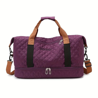 BowLift | Travessia Travel Bag with Shoe Compartment | Large Capacity & Argyle Design | Nylon Weekender for Sports, Short Trips & Everyday Use