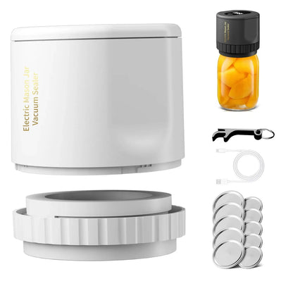 Skanto | Electric Mason Jar Vacuum Sealer Kit - Wireless Sealer for Wide & Regular Mouth Mason Jars - Ideal for Food Storage