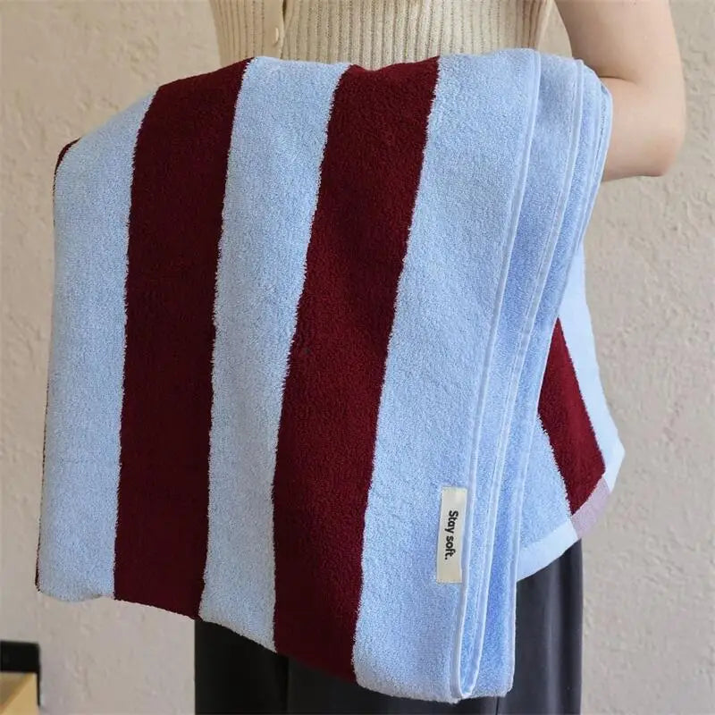 Retro Striped Pure Cotton Towels – Soft & Absorbent | Bowlift