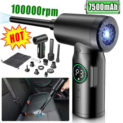 Skanto | 2-in-1 Portable Vacuum & Blower | 7500mAh Battery, LED Light & Versatile for Home, Car & Office Cleaning