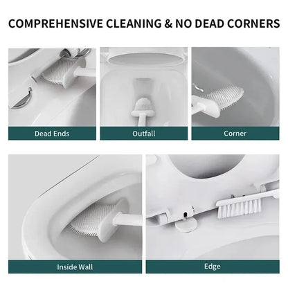 Kalsten | Toilet Brush HygieBrush DuoClean | 2-in-1 Silicone Toilet Brush Set with Wall Mount | Antibacterial & Space-Saving