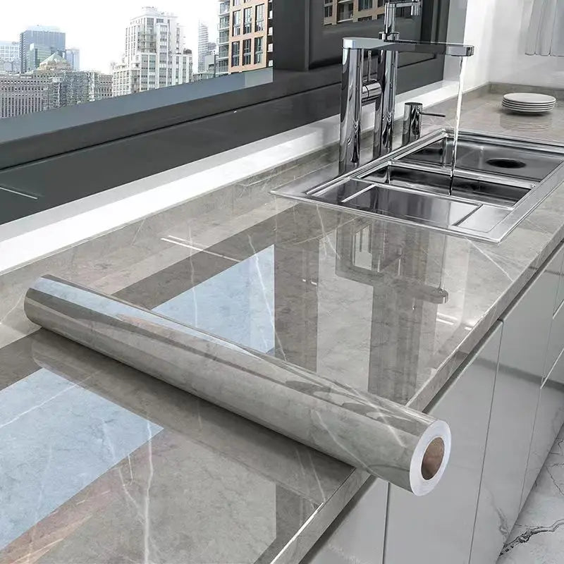 Skanto | Marble Kitchen Oil-Proof Foil - Self-Adhesive Waterproof Wallpaper for Stove, Countertop, Cabinets, Tile Renovation
