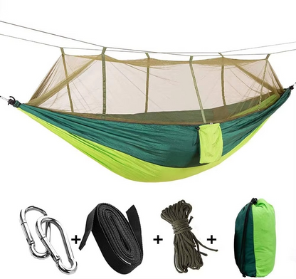Skanto | 2-Person Outdoor Hammock with Mosquito Net - Portable Parachute Fabric Camping Bed