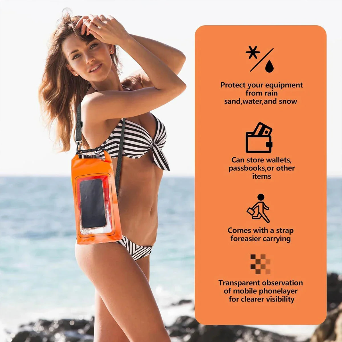 BowLift | AquaVault Waterproof Dry Bag 2L | With Touchscreen Window | Outdoor Bag for Kayaking, Trekking & Water Sports