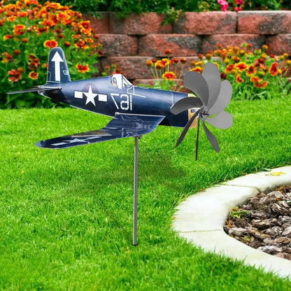 BowLift | Wind Spinner AeroTwist | Airplane Garden Windmill made of Stainless Steel | Weatherproof & rotating in the wind | For Garden, Terrace & Balcony