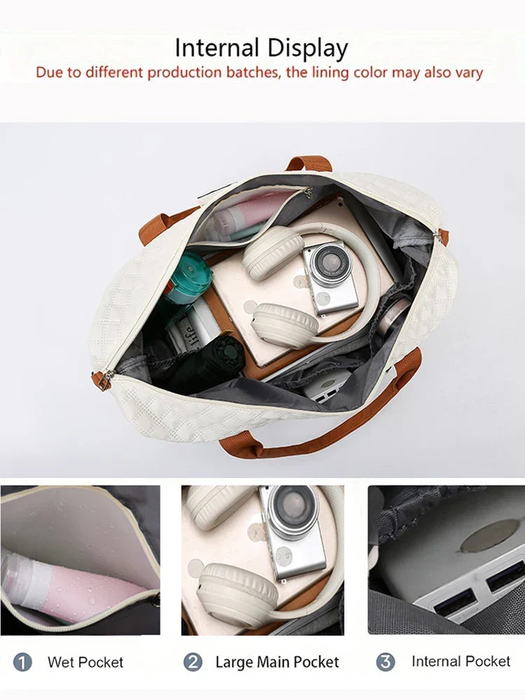BowLift | Travessia Travel Bag with Shoe Compartment | Large Capacity & Argyle Design | Nylon Weekender for Sports, Short Trips & Everyday Use
