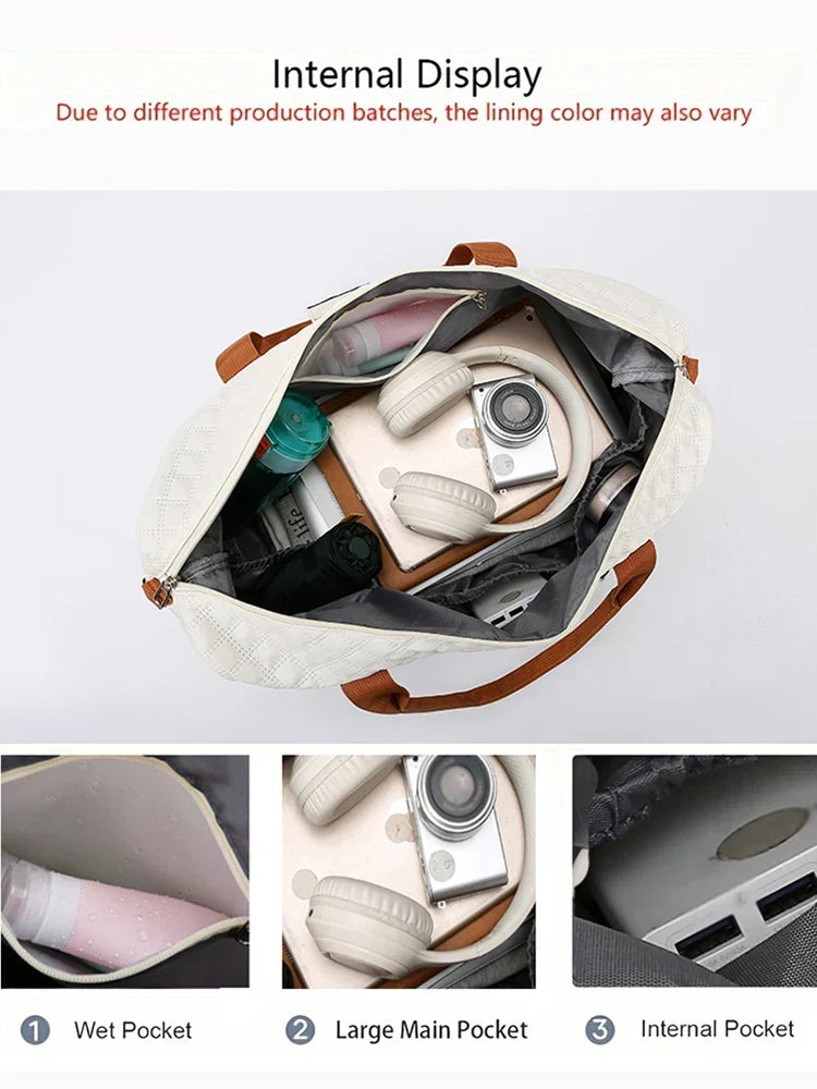 Karnz | Travessia Travel Bag with Shoe Compartment | Large Capacity & Diamond Pattern | Nylon Weekend Bag for Sports, Short Trips & Daily Use