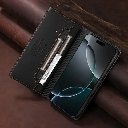Sandsberg | RFID Leather iPhone 16/15 Magnetic Flip Wallet Case