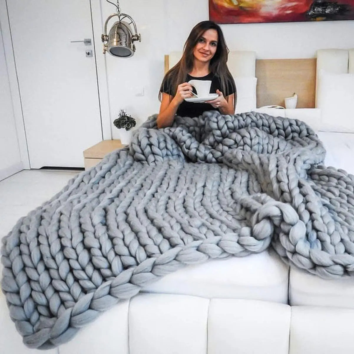 Chunky Knit Blanket – Cozy Wool Blanket for every room – Soft and warm – Perfect for sofa and bed