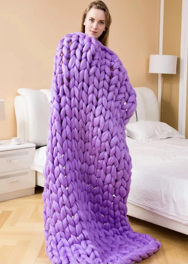 Chunky Knit Blanket – Cozy Wool Blanket for every room – Soft and warm – Perfect for sofa and bed