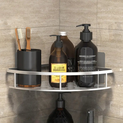 Skanto | Wall-Mounted Bathroom Storage Holder: No-Drill Corner Cabinet Shower Caddy - WC Shampoo Organizer, Bathroom Shelves
