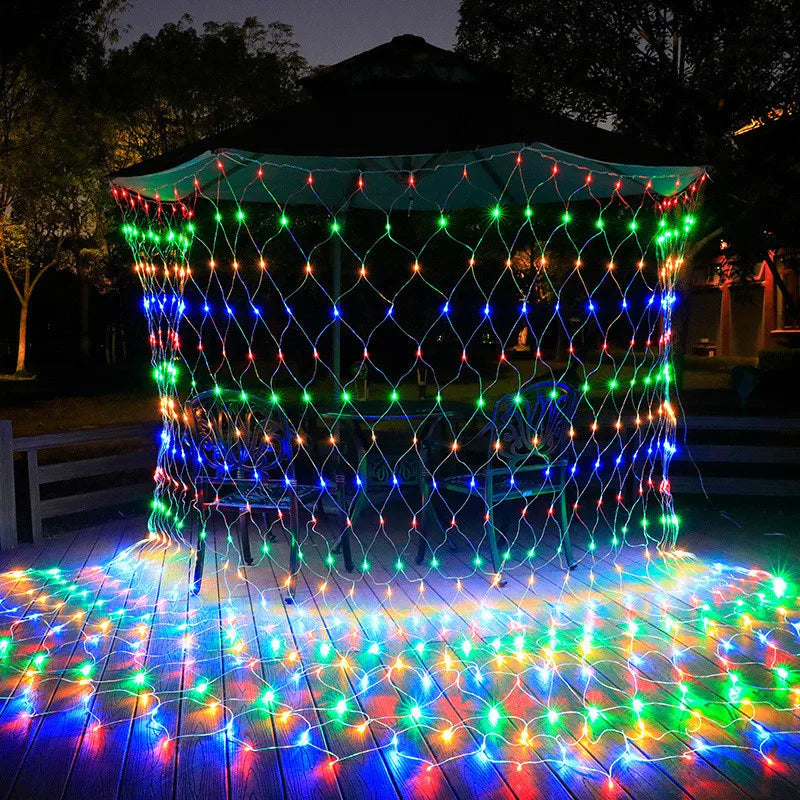 Waterproof LED Net Christmas Lights - 8 Modes or Solar Powered, Ideal for Christmas and Holiday Decorations