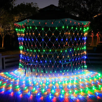 Waterproof LED Net Christmas Lights - 8 Modes or Solar Powered, Ideal for Christmas and Holiday Decorations