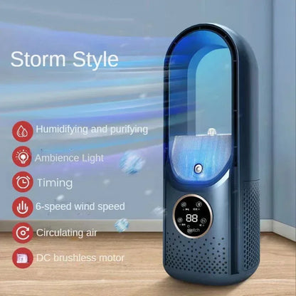 Skanto | AeroCool Breeze Bladeless Fan 2025 | 6 Speeds | Quiet Air Cooler & Humidifier | USB Connection | For Office & Home