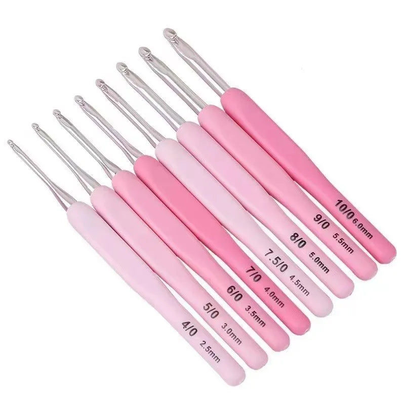 Skanto | Ergonomic Crochet Hook Set: 9-Piece Set with Soft Grip Aluminum Hooks | 8 Sizes for DIY Crafts, Knitting, Crocheting - Complete Crochet Accessory