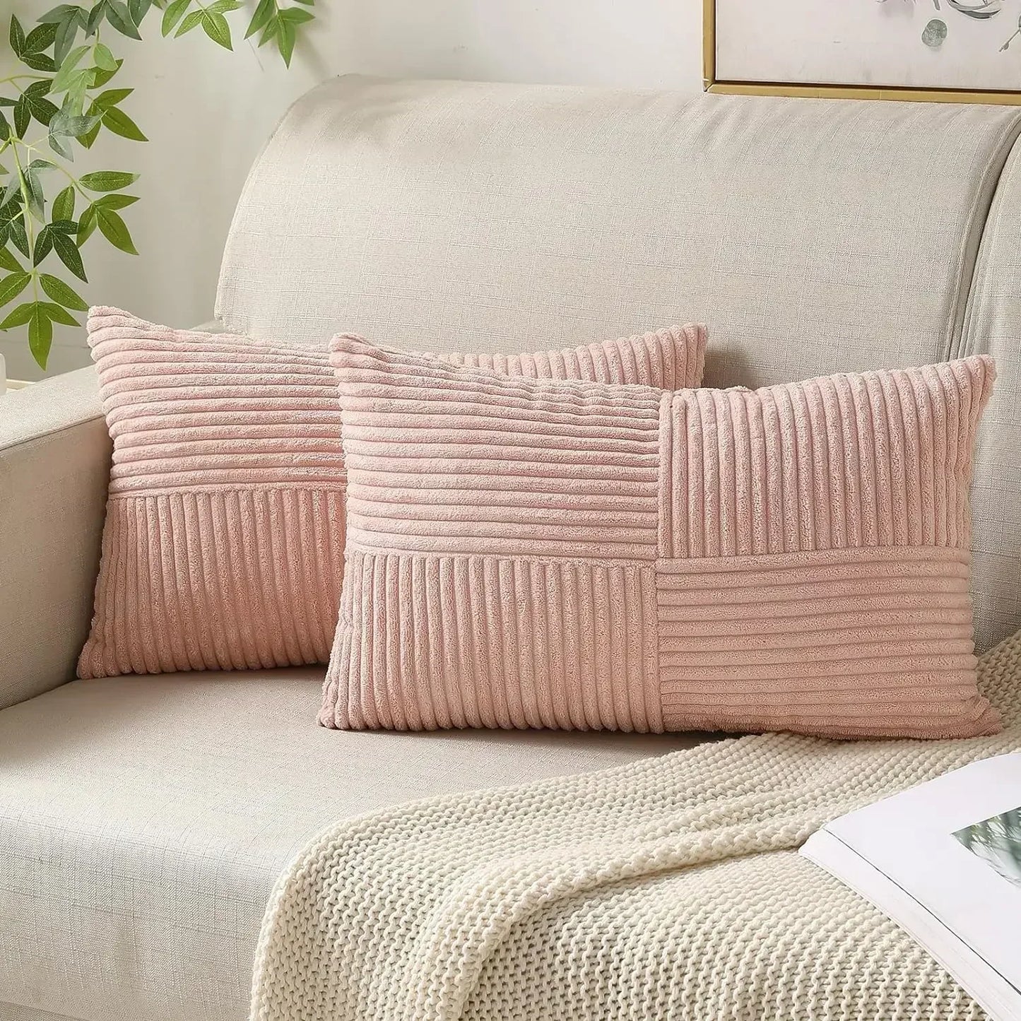 BowLift | VelvetAura Cushion Cover - Stylish Striped Cushion Covers in Luxury Corduroy Set