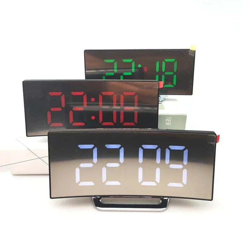 Skanto | LED Curved Screen Digital Alarm Clock with USB Charging