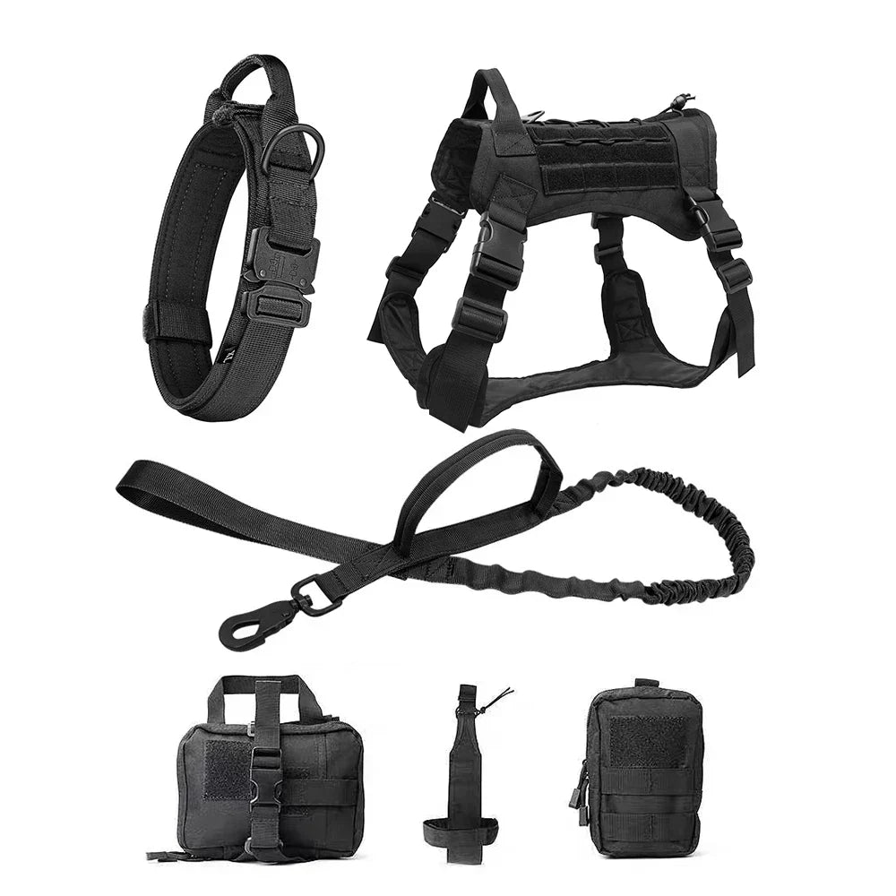 Skanto | Tactical Dog Harness With Leash – Robust Military Set For Training And Control