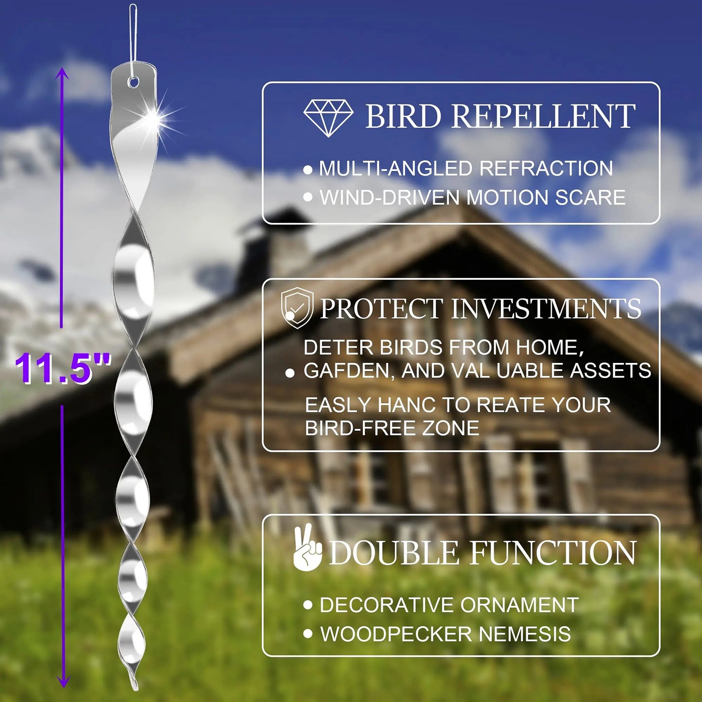 BowLift | Bird Scare Spinning Rods BirdGuard Reflect 12-Piece Set | 30 cm | Reflective Garden Decoration | Drives Away Birds & Protects Fruit, Vegetables & Beds