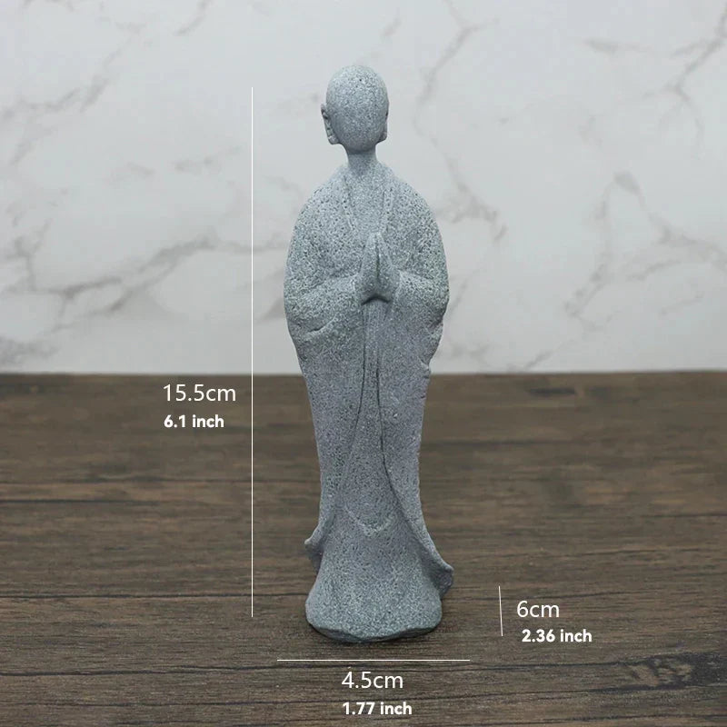 Skanto Skanto | Small Buddha Stone Statue Buddhist Monk Tibetan Buddhism Figures Zen Garden Ornament Meditation Home Aquarium Decoration