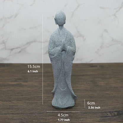 Skanto Skanto | Small Buddha Stone Statue Buddhist Monk Tibetan Buddhism Figures Zen Garden Ornament Meditation Home Aquarium Decoration