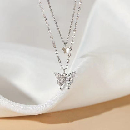 Skanto | Dreamy Wings Silver Double Layer Necklace